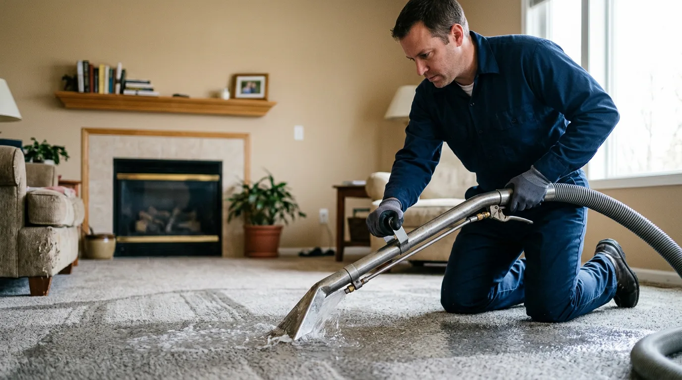 Water damage restoration technician working near Endeavor, WI